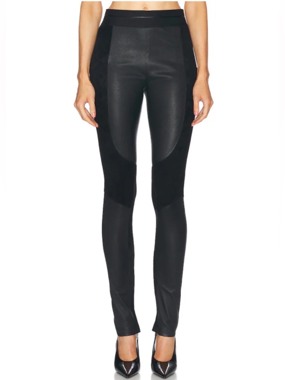 NEW!! Helmut Lang Black Leather Skinny Leggings size 6